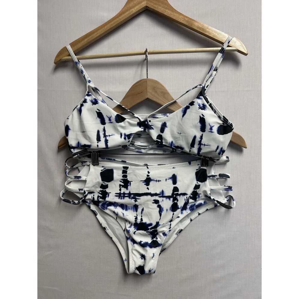 Cupshe 2 Piece Bikini Tie Dye Blue White Women’s Medium